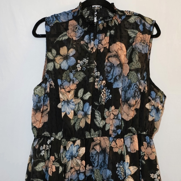 NWT Torrid Midi Clip Dot Mock Neck A-Line Dress Dark Floral Midi Dress, sz 2X - Picture 3 of 13